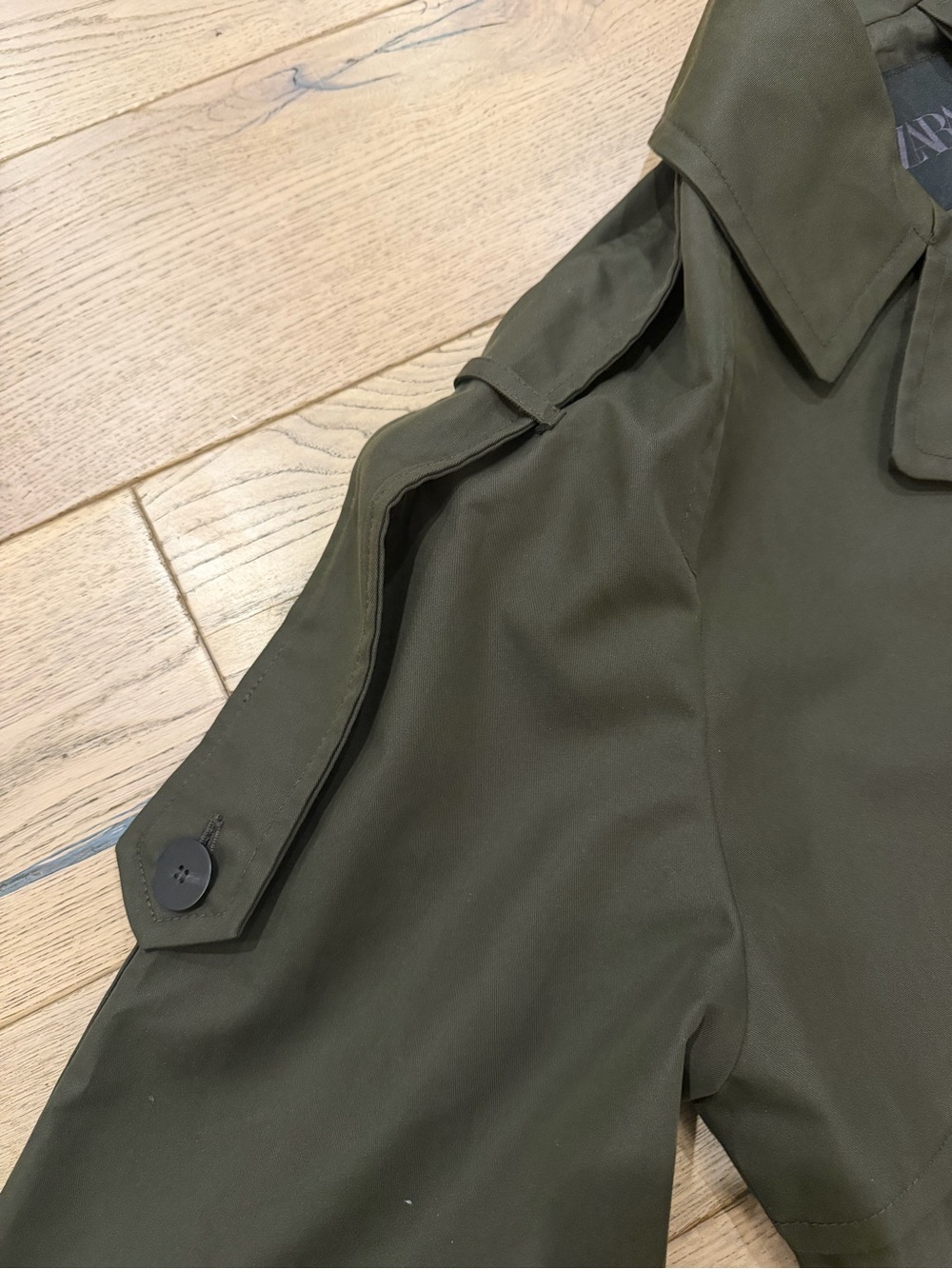 NWT Zara ZW Collection Water Repellent Cropped Trench Dark Khaki - Medium - Picture 10 of 13